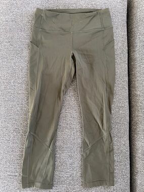 Lululemon Olive Green High-Waist Workout Leggings